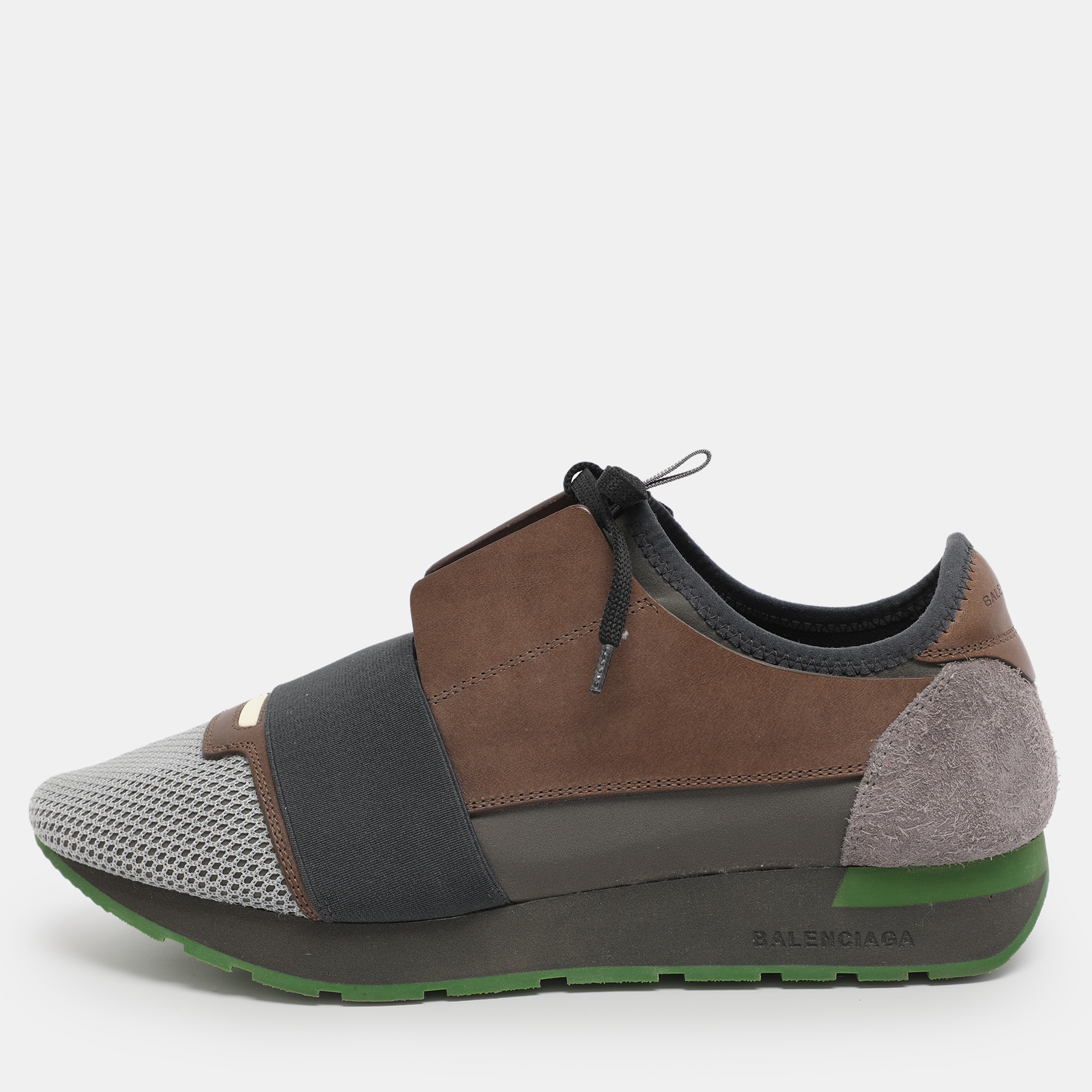 

Balenciaga Multicolor Leather Mesh and Suede Race Runner Low Top Sneakers Size