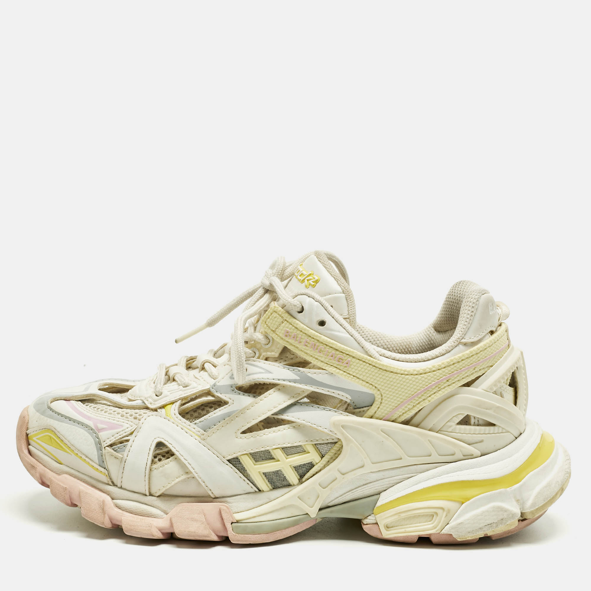 BALENCIAGA Pre-owned Multicolor Faux Leather And Mesh Track 2 Sneakers Size 37