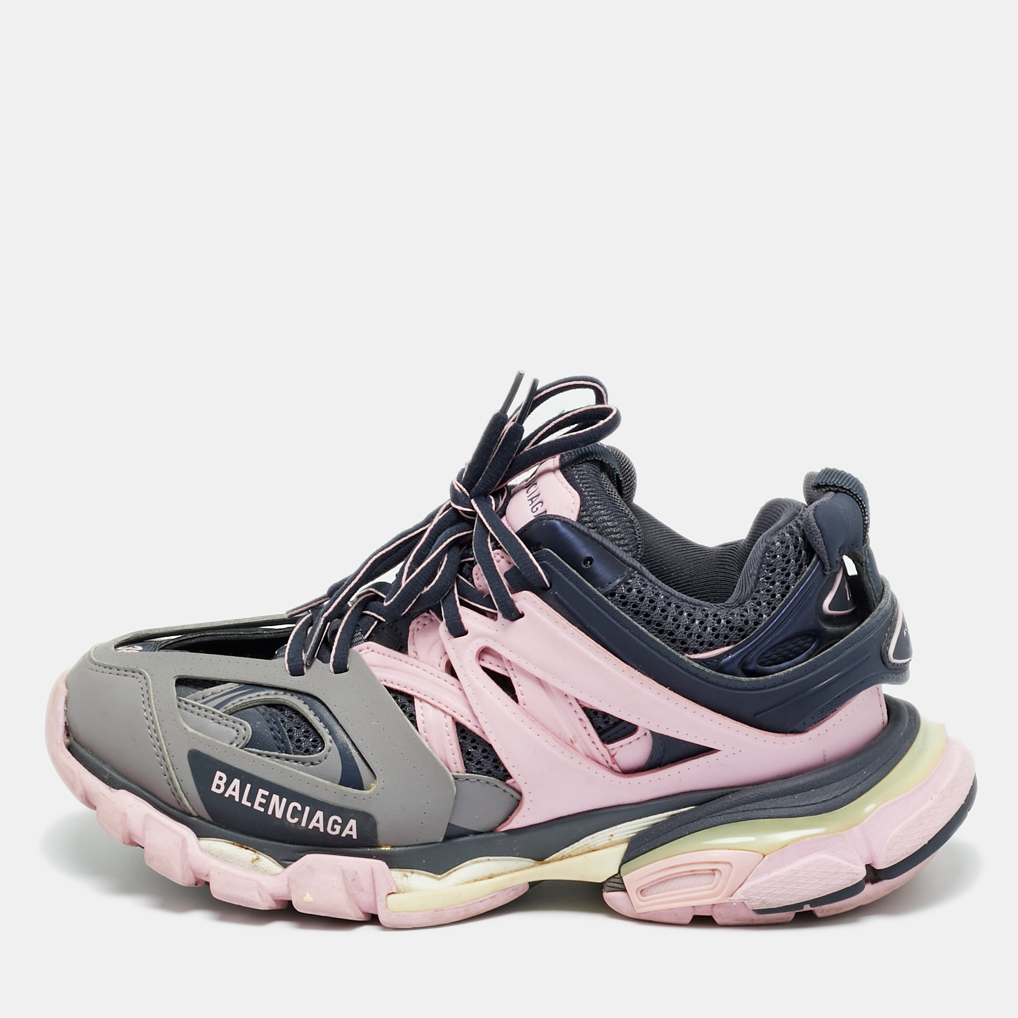 Pre-owned Balenciaga Track Size 38 Multicolor Faux Leather And Mesh Low Top Sneakers