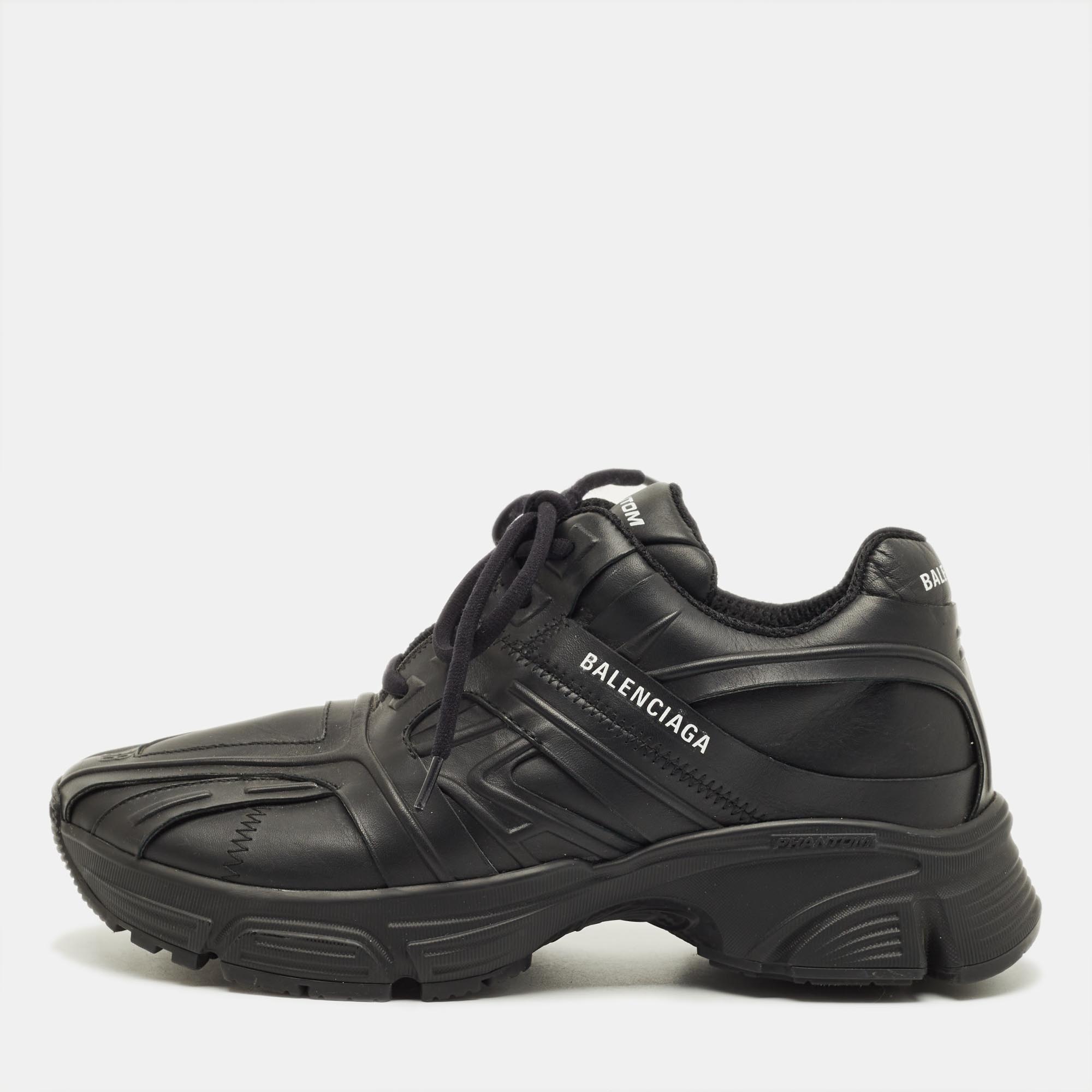 

Balenciaga Phantom Size  Black Faux Leather Lace Up Sneakers