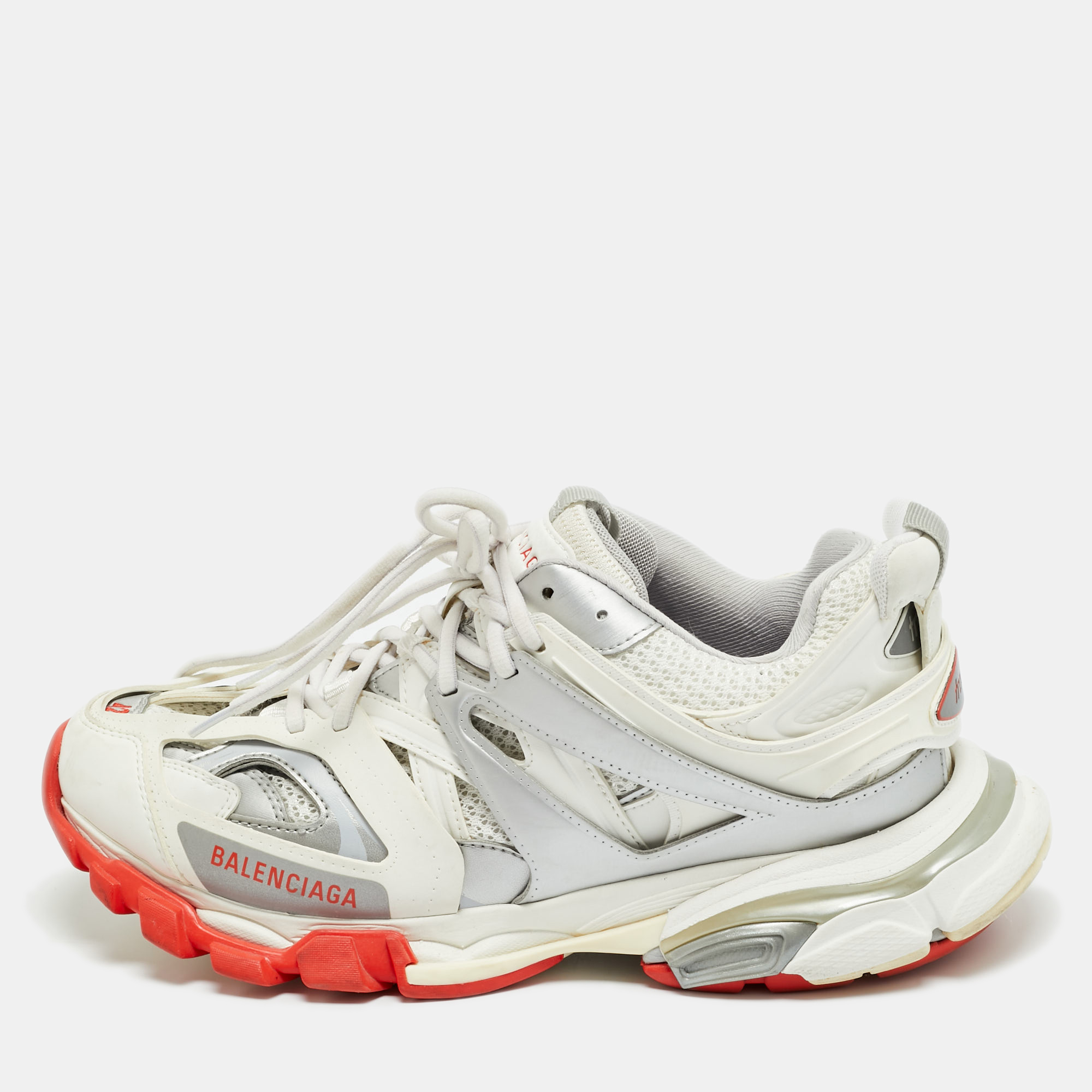 

Balenciaga Track Size  White Faux Leather and Mesh Lace Up Sneakers
