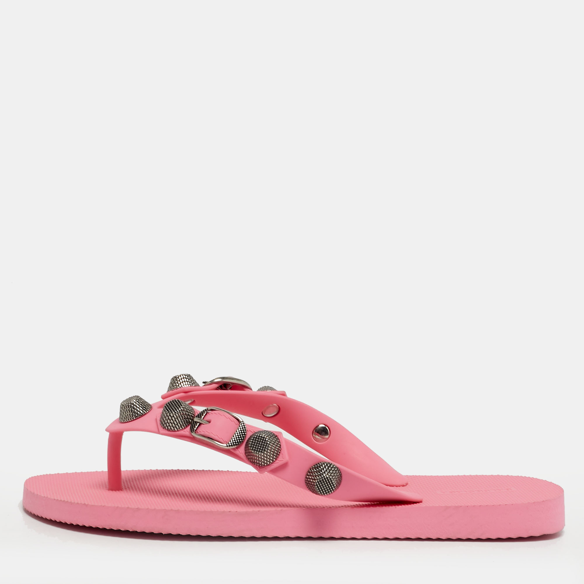 

Balenciaga Le Cagole Size  Pink Rubber Thong Sandals