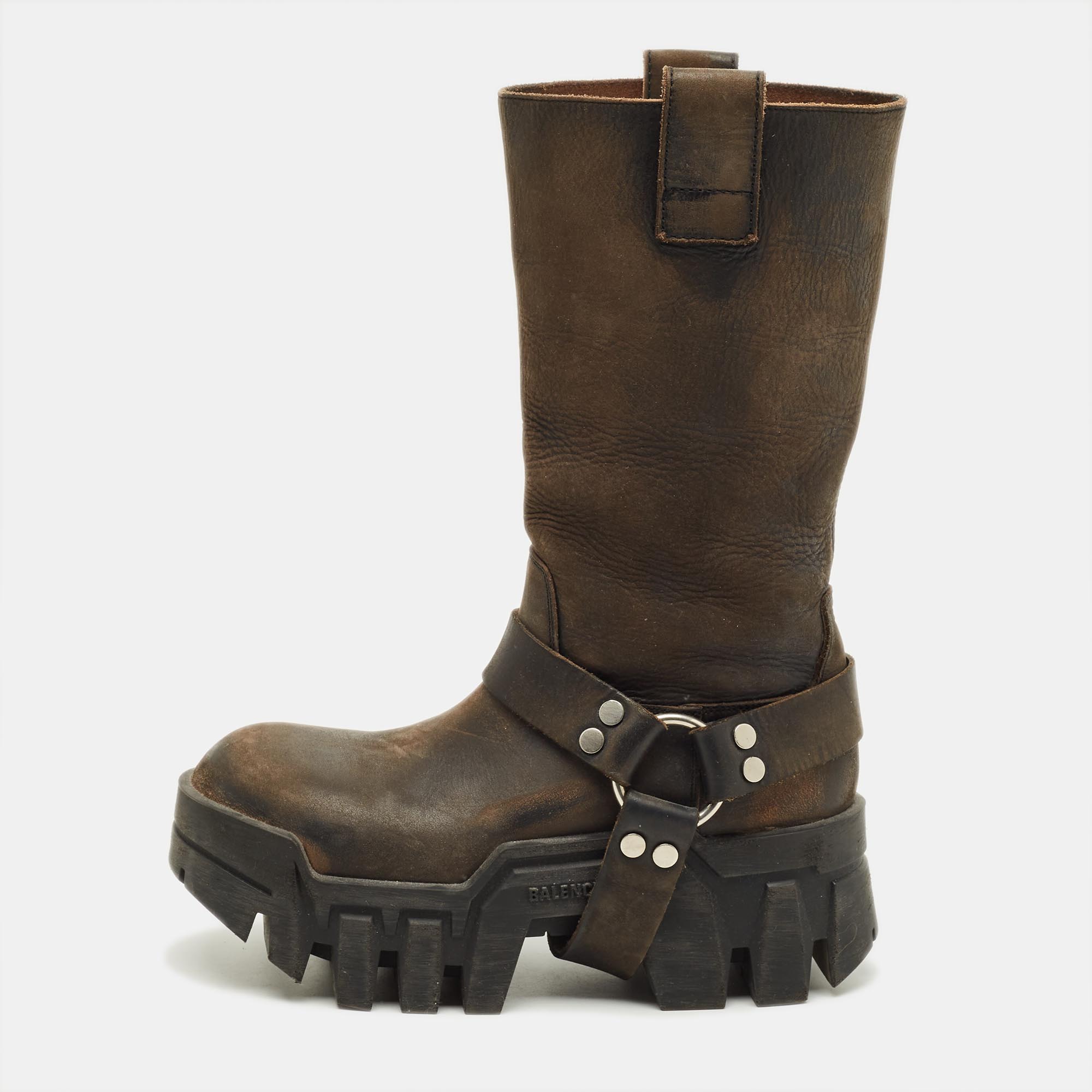 

Balenciaga Bulldozer Size  Brown Leather Harness Boots