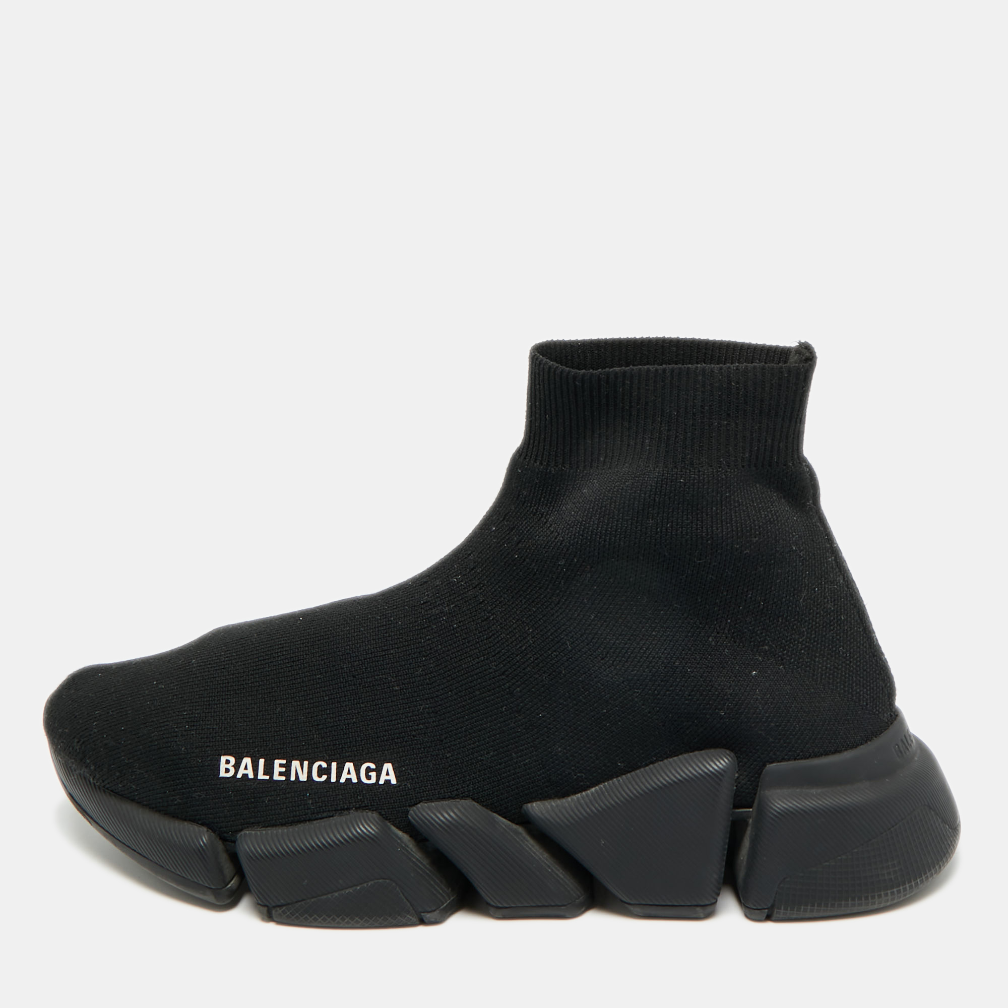 

Balenciaga Speed Trainer Size  Black Knit Fabric High Top Sneakers