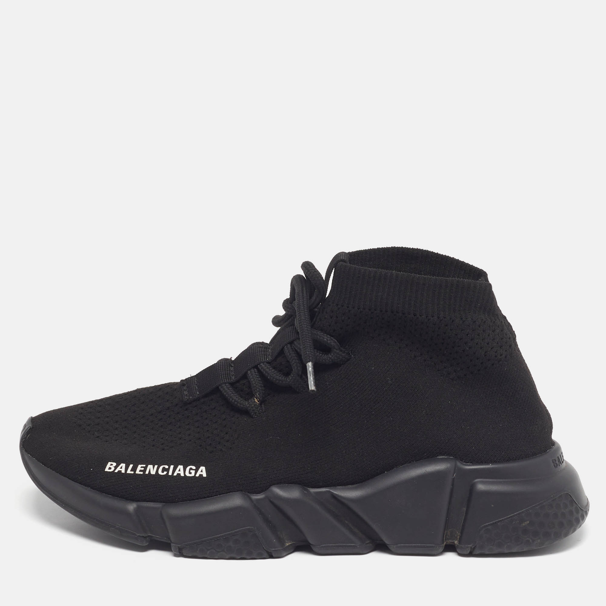 

Balenciaga Speed Trainer Size  Black Knit Fabric High Top Sneakers