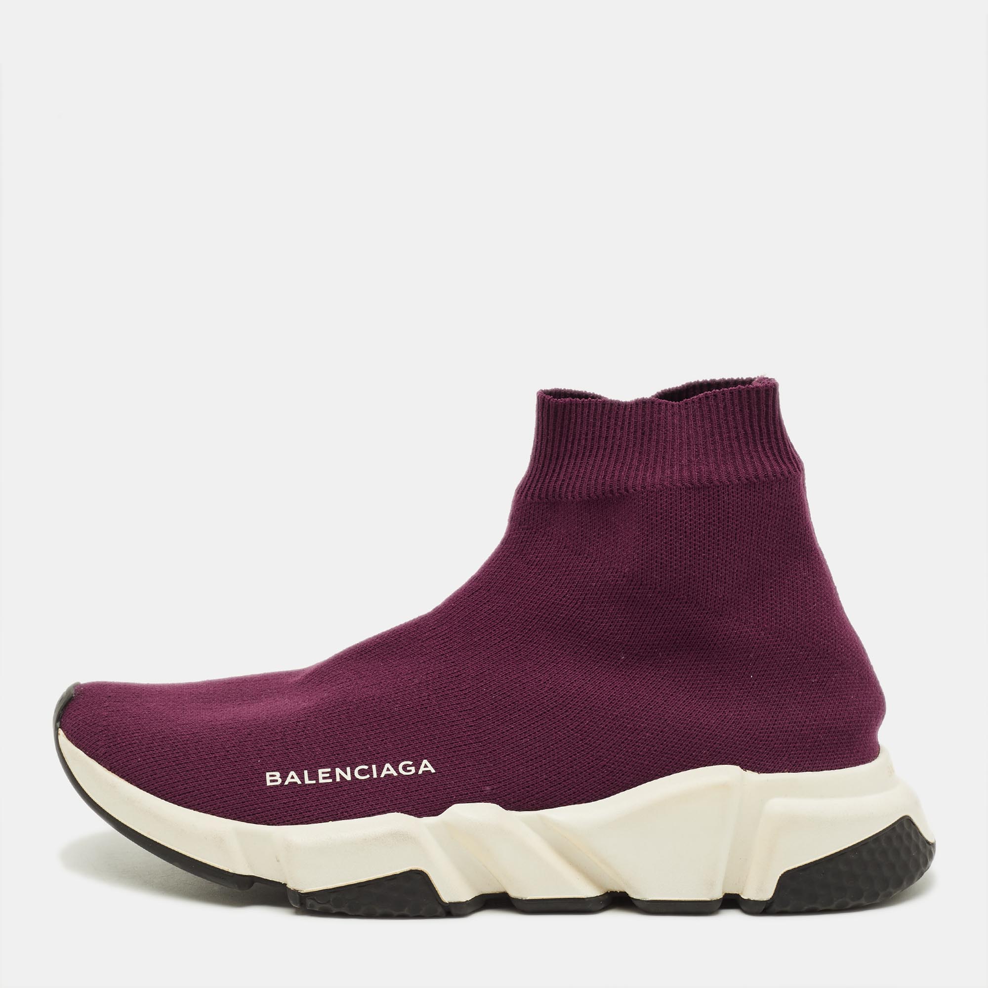 

Balenciaga Speed Size  Burgundy Knit Fabric Slip On Sneakers