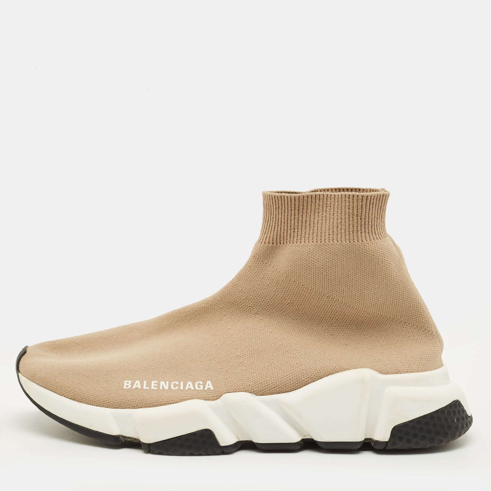 

Balenciaga Speed Size  Beige Knit Fabric High Slip On Sneakers