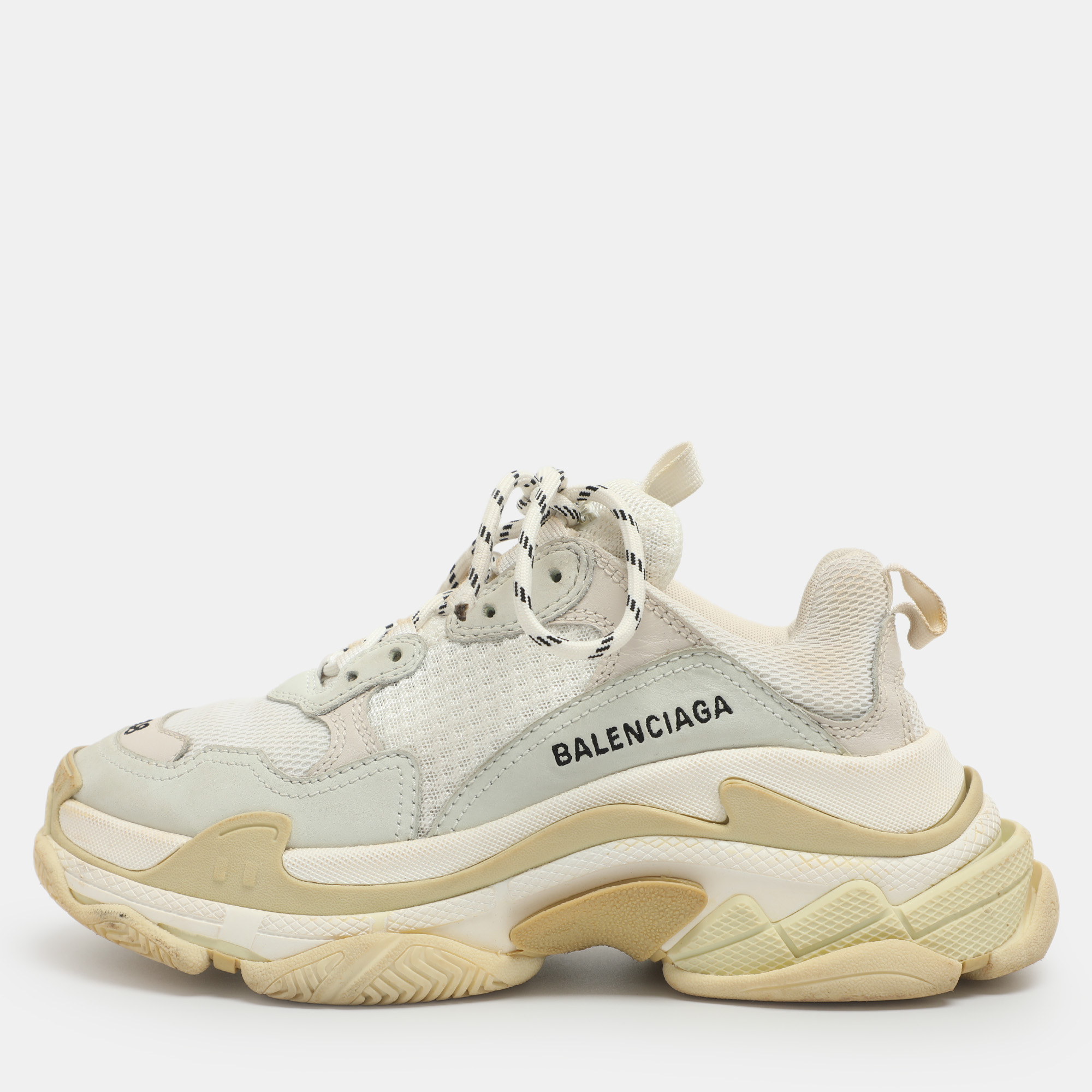 

Balenciaga Triple S Size  Cream/Grey Leather and Mesh Low Top Sneakers