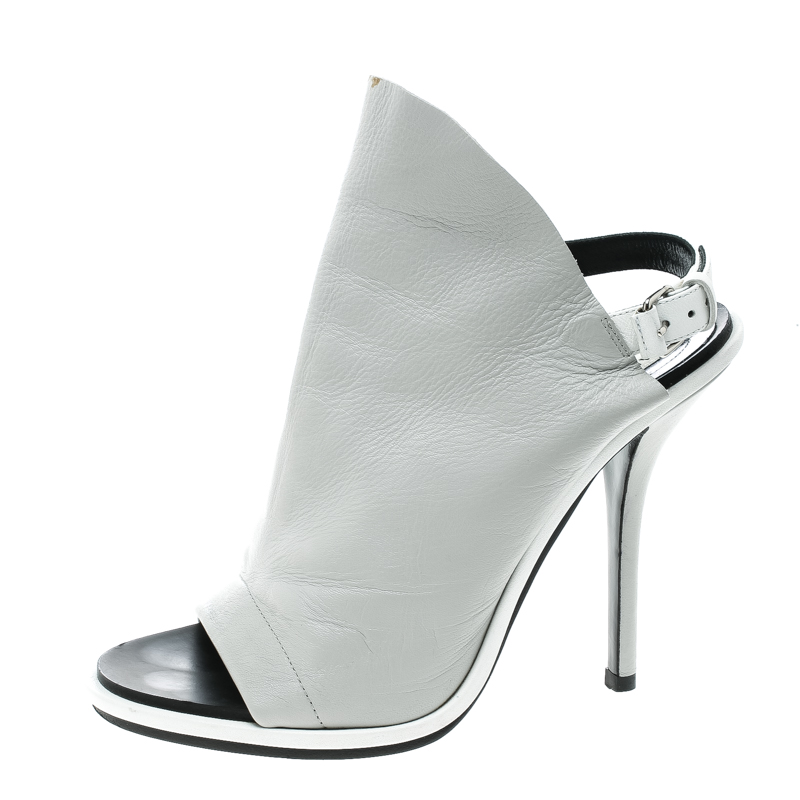 

Balenciaga Grey Leather Glove Peep Toe Sandals Size