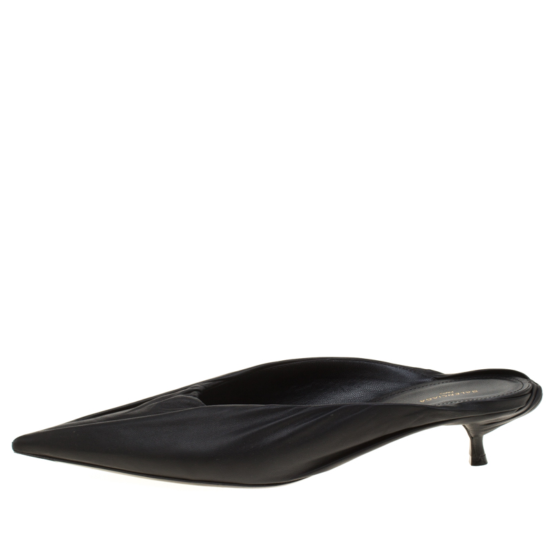 

Balenciaga Black Leather Knife Pointed Toe Mules Size