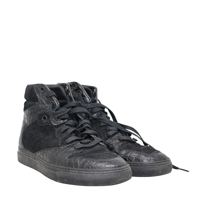 

Balenciaga Black Crinkled Leather And Suede Hight Sneakers Size