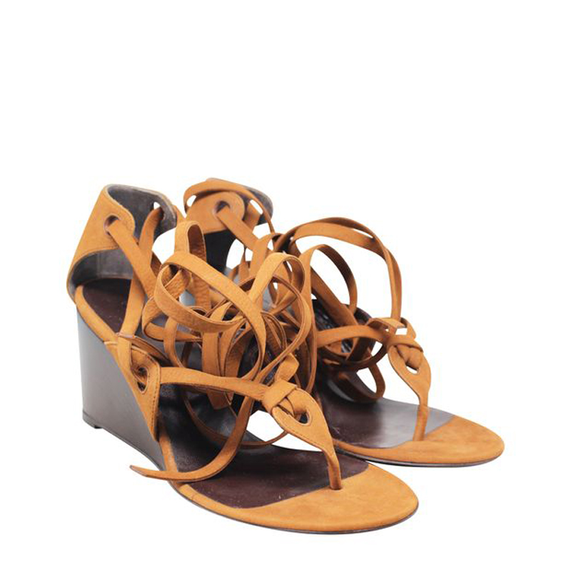 

Balenciaga Brown Leather Ankle Strap Sandals Size