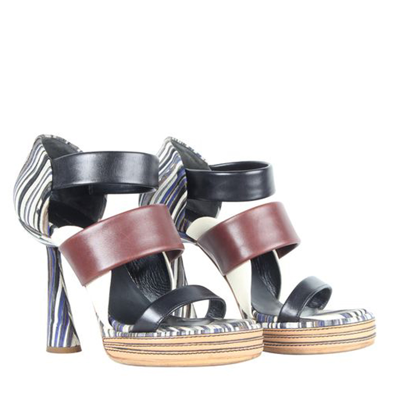 

Balenciaga Multicolor Leather Strappy Platform Sandals Size