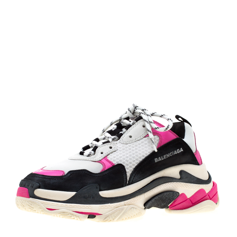Balenciaga Multicolor Mesh And Leather Triple S Platform Sneakers Size ...