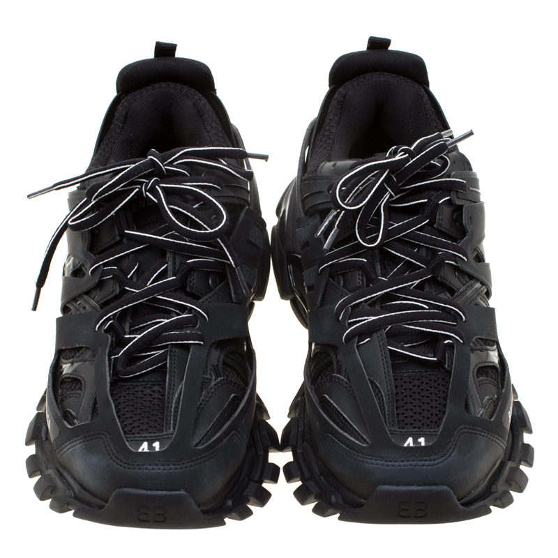 Balenciaga Black Leather/Mesh Track Lace Up Sneakers Size 41 Balenciaga ...