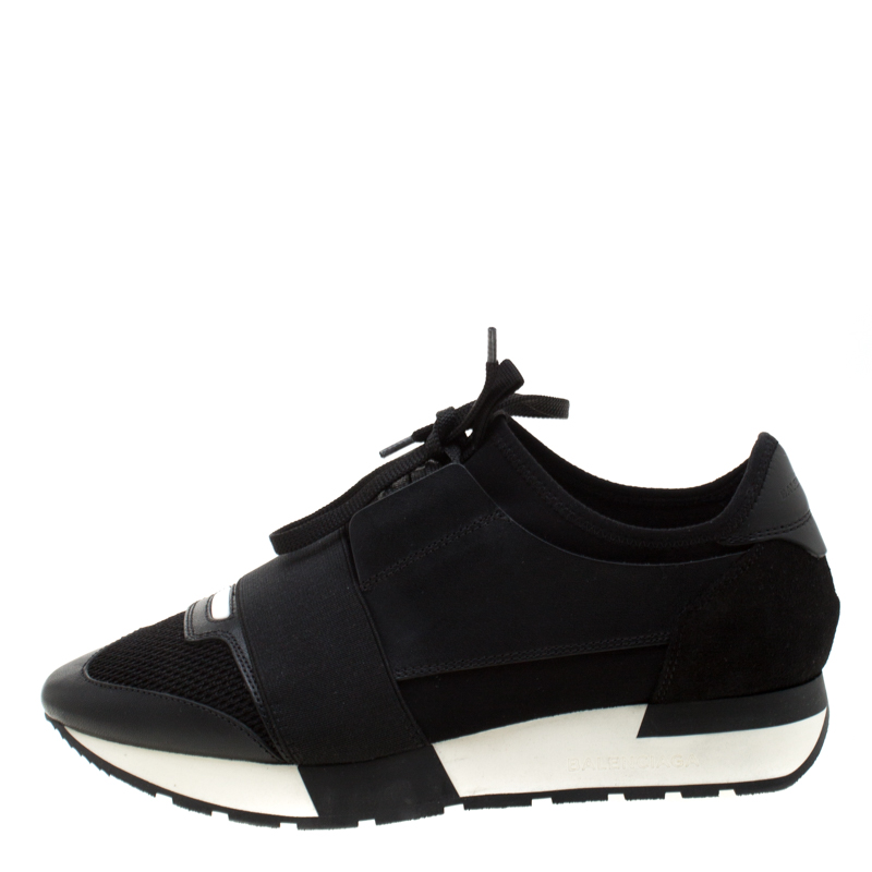 

Balenciaga Black Leather and Mesh Match Lace Up Sneakers Size