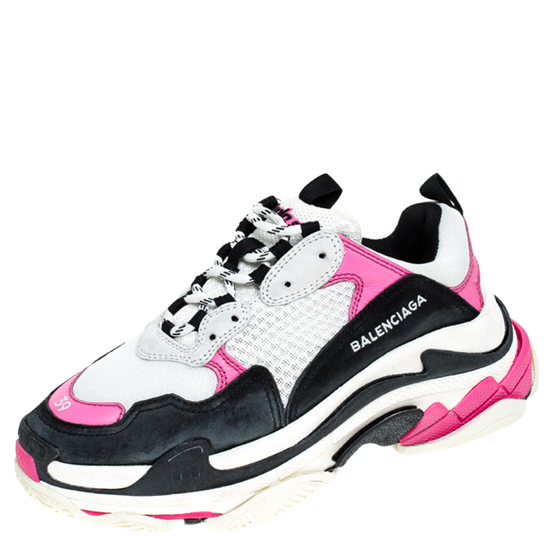 مملوكة مسبقًا Balenciaga Multicolor Nubuck/Mesh Triple S Trainer Sneakers Size 39