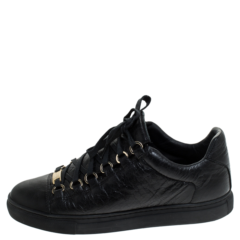 

Balenciaga Black Leather Arena Lave Up Sneakers Size