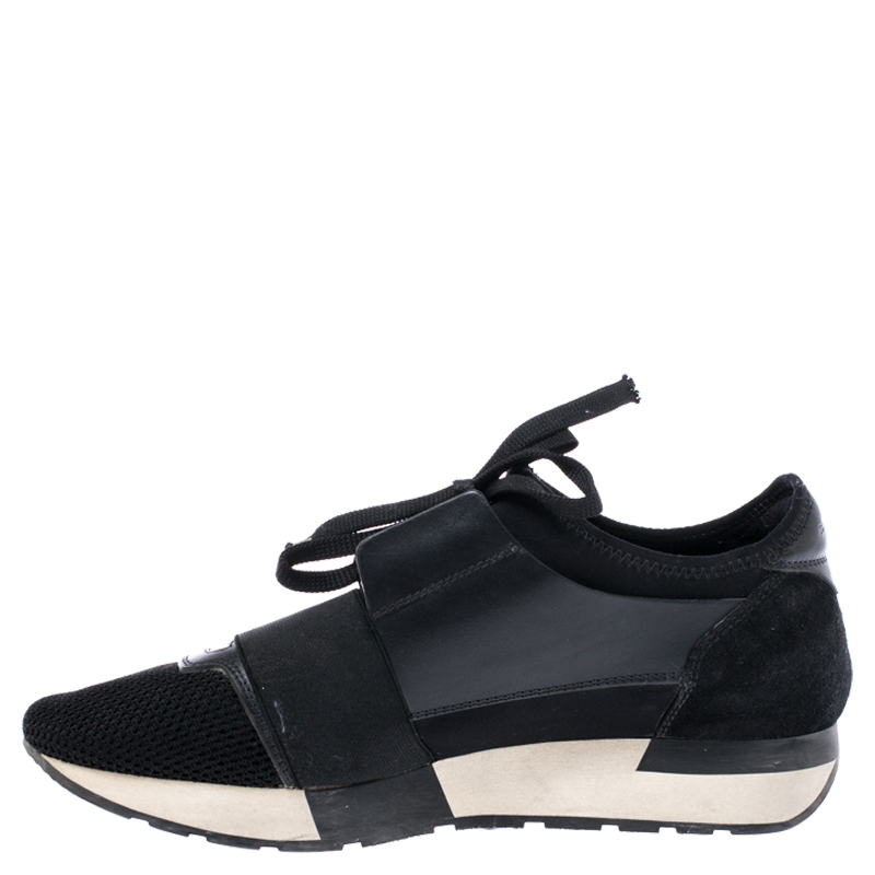 

Balenciaga Black Leather, Suede And Mesh Race Runner Sneakers Size