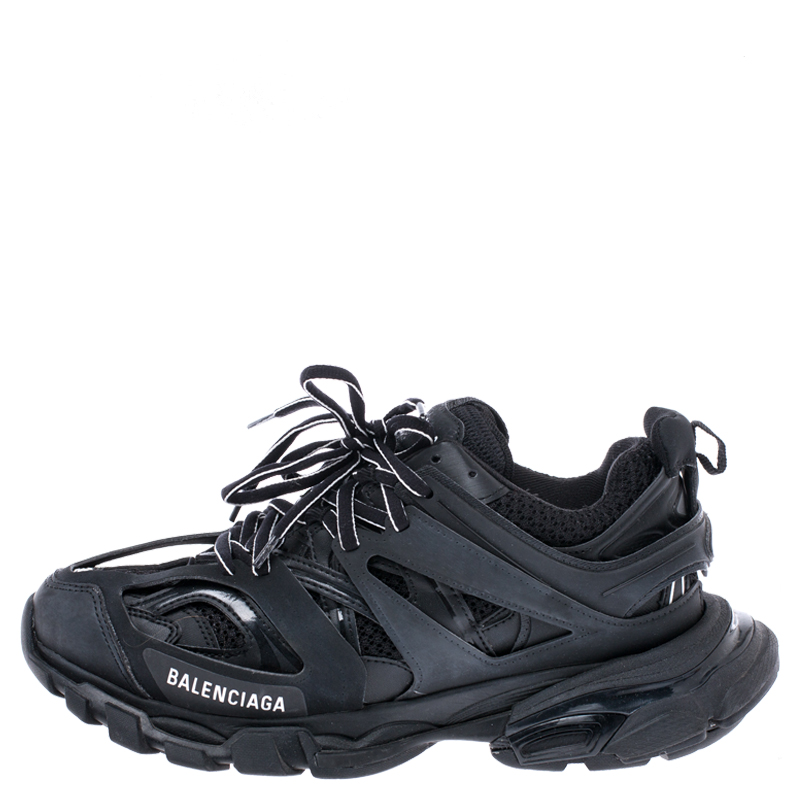 

Balenciaga Black Leather And Mesh Track Trainers Size