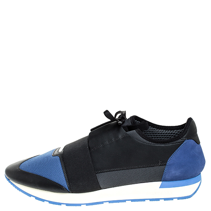 

Balenciaga Blue/Black Stretch Fabric, Leather And Nubuck Race Runner Sneakers Size 47, Multicolor