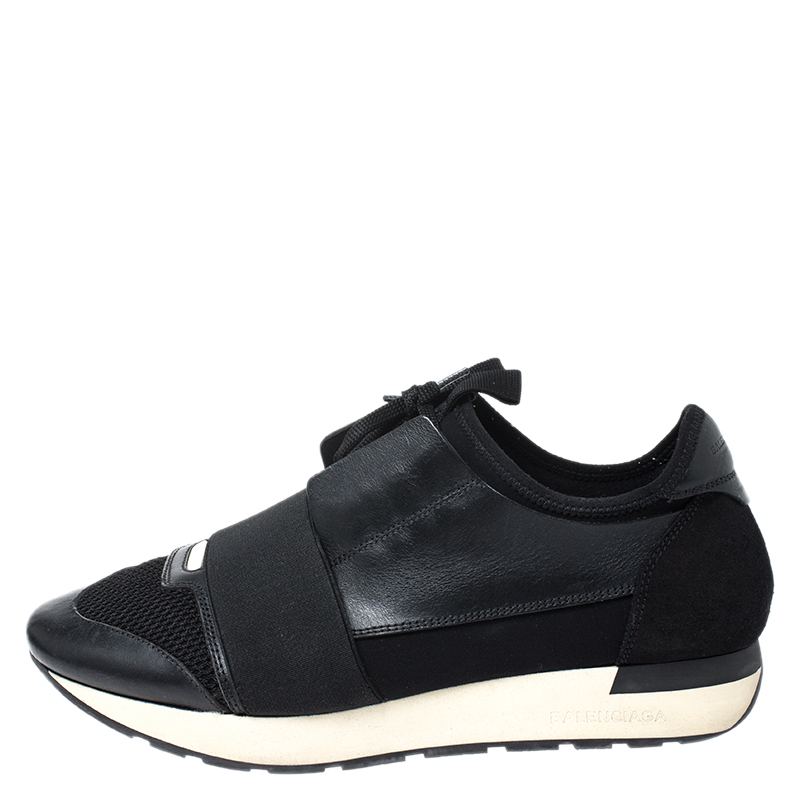 

Balenciaga Black Leather, Suede And Mesh Race Runner Sneakers Size