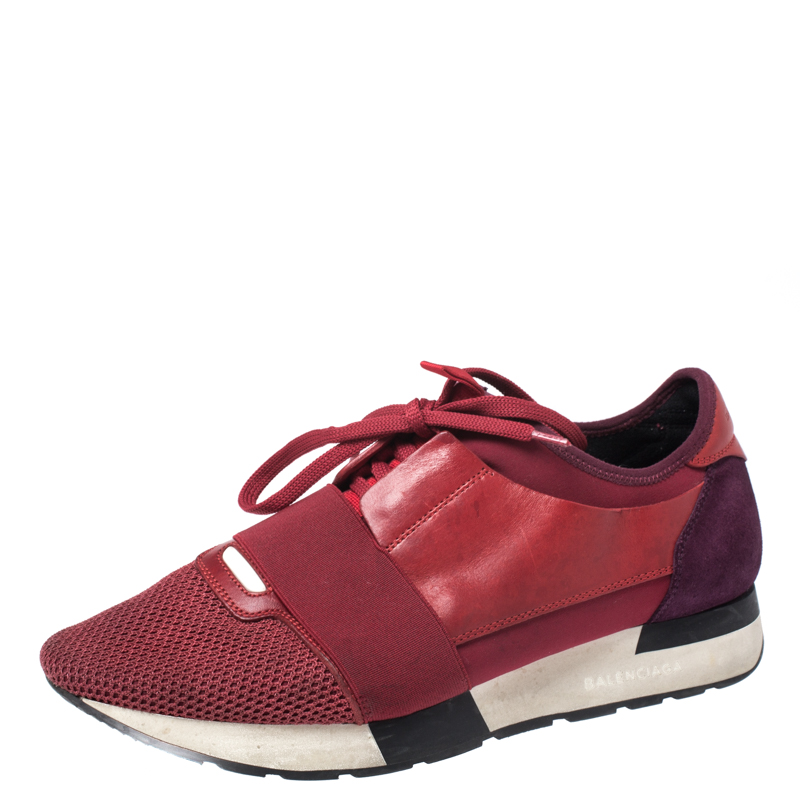 

Balenciaga Red/Purple Suede Leather And Mesh Race Runner Sneakers Size