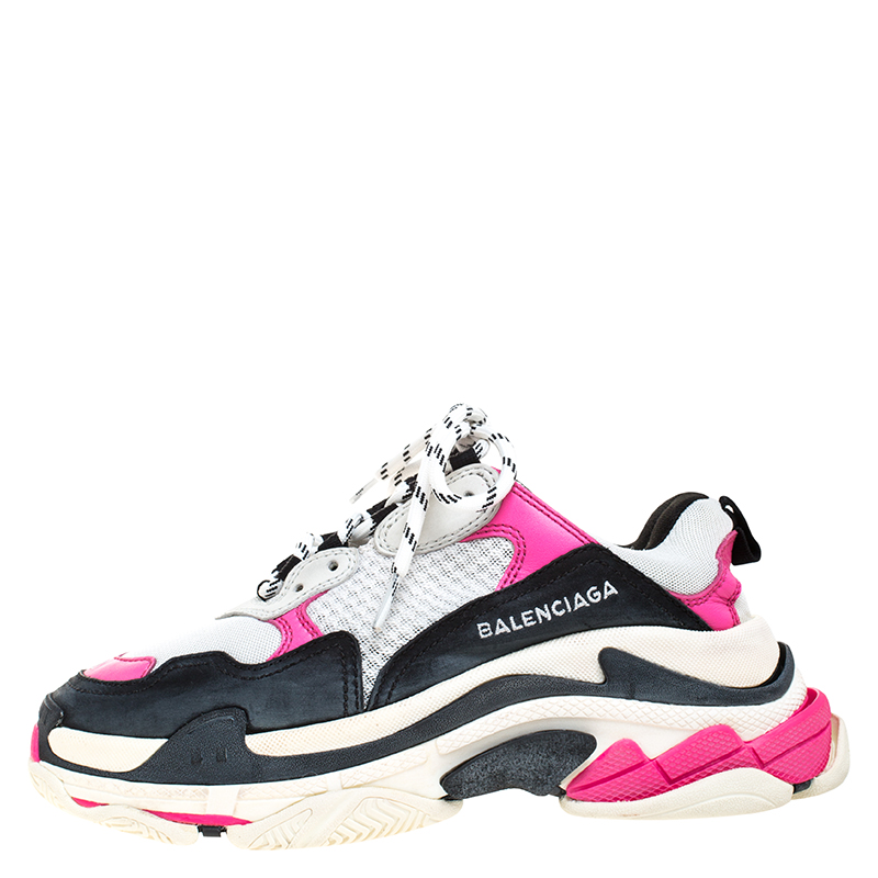 

Balenciaga Multicolor Mesh And Leather Triple S Platform Sneakers Size