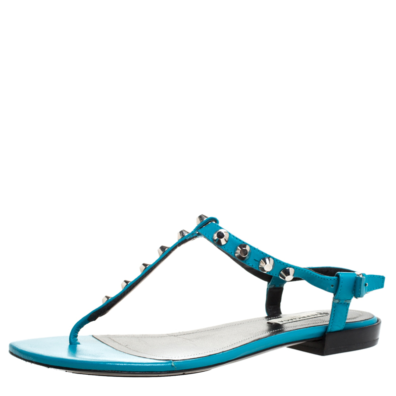 teal flat sandals