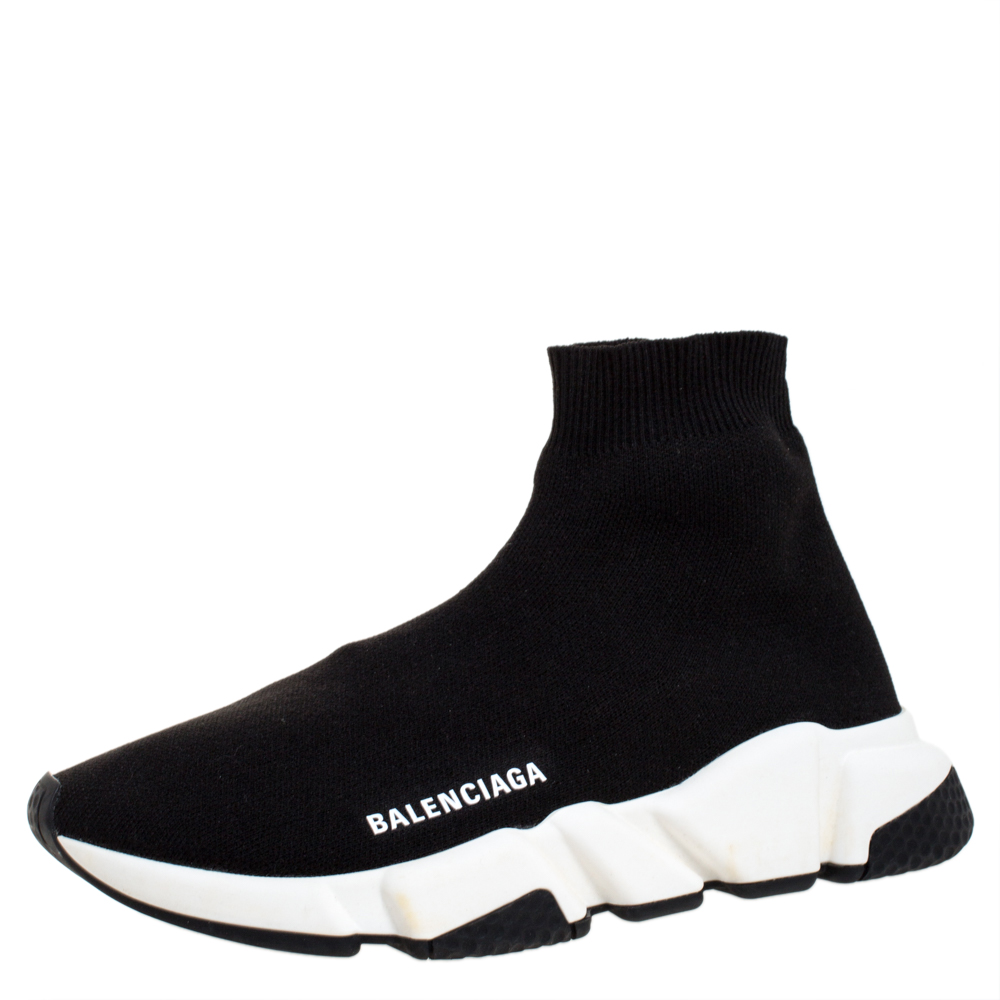 Balenciaga Black Knit Fabric Speed Trainer Sneakers Size 38 Balenciaga