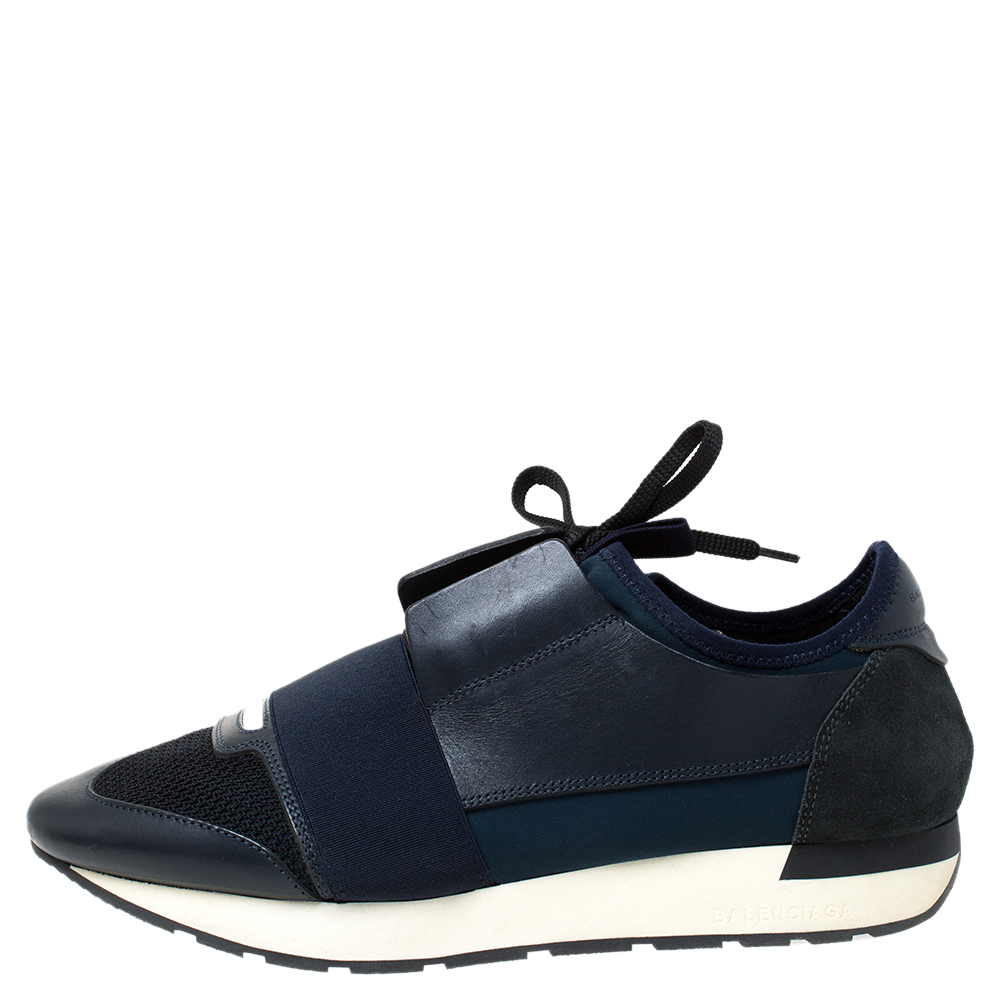 

Balenciaga Black Leather, Mesh And Suede Race Runner Sneakers Size