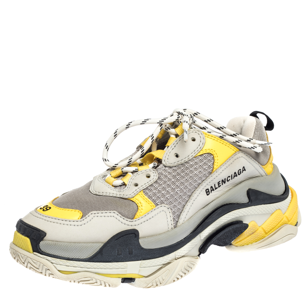Pre-owned Balenciaga Multicolor Leather And Mesh Triple S Low Top ...
