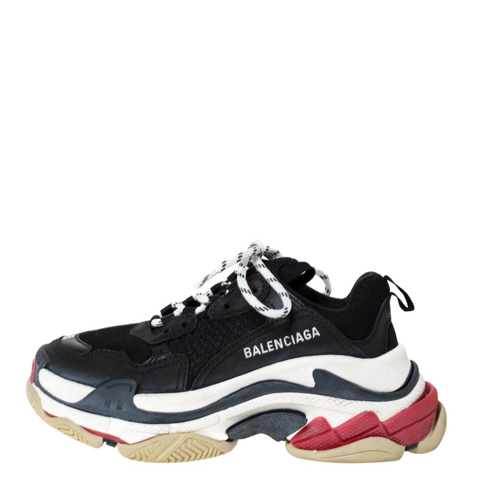 

Balenciaga Black Leather and Mesh Triple S Platform Sneakers Size