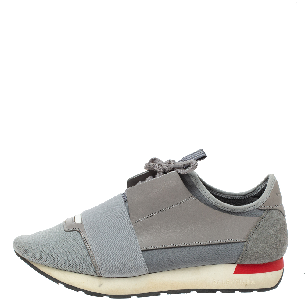 

Balenciaga Grey Leather, Suede And Fabric Race Runners Sneakers Size