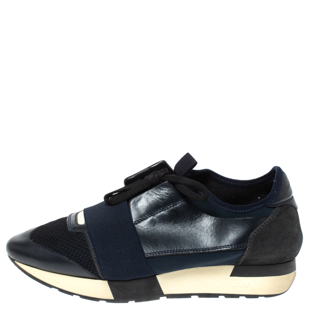 

Balenciaga Blue/Black Leather And Mesh Race Runners Sneakers Size