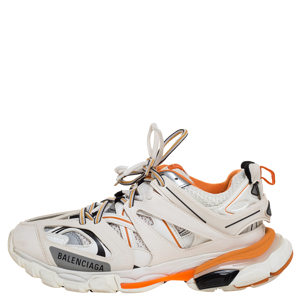 

Balenciaga White/Orange Rubber And Mesh Track Trainers Size