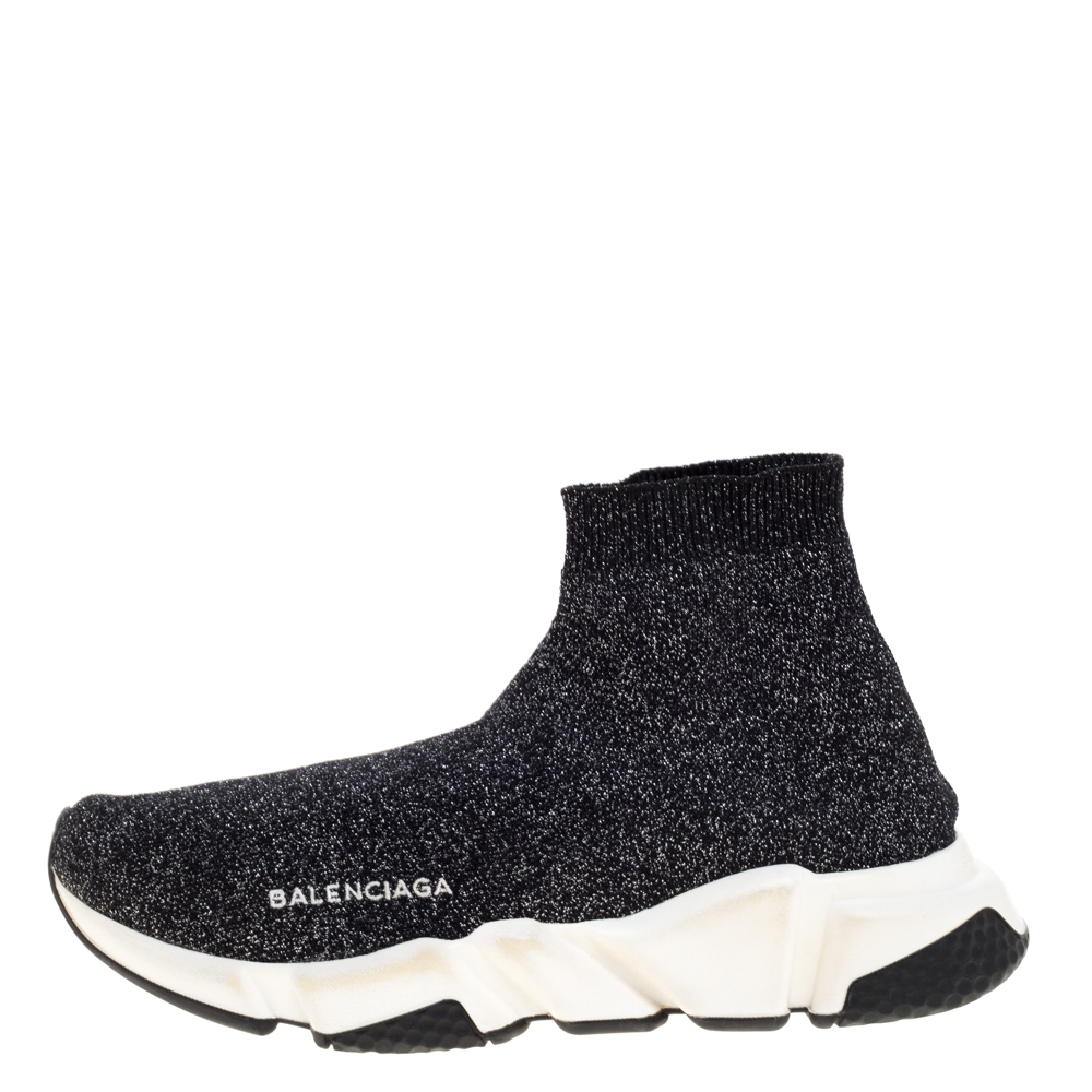 

Balenciaga Shimmery Black Knit Fabric Speed Trainer Sneakers Size