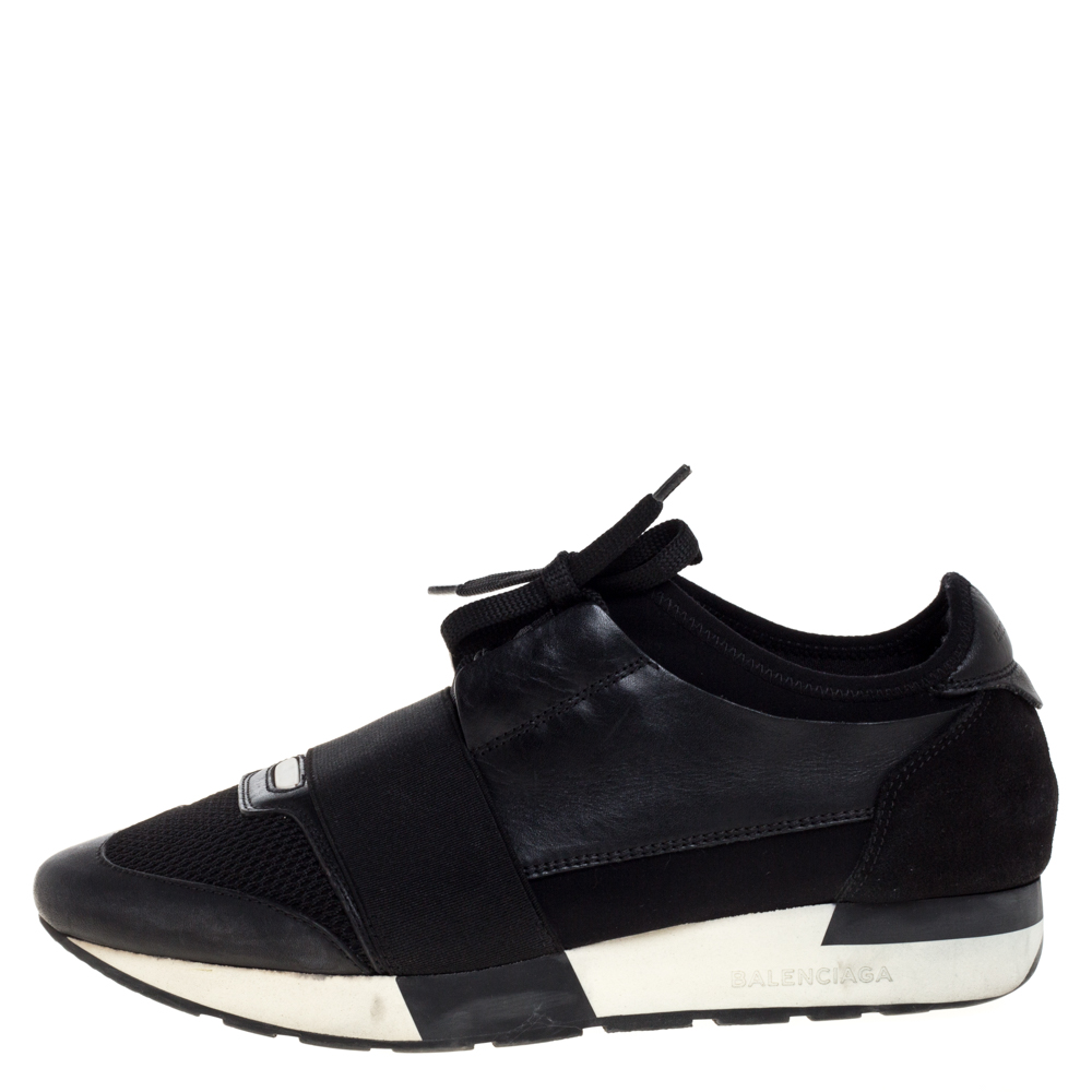 

Balenciaga Black Leather, Suede and Mesh Race Runner Sneakers Size