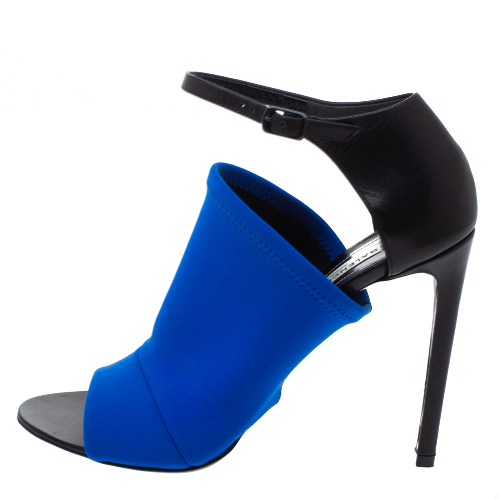 

Balenciaga Blue Neoprene Glove Open Toe Ankle Strap Sandals Size