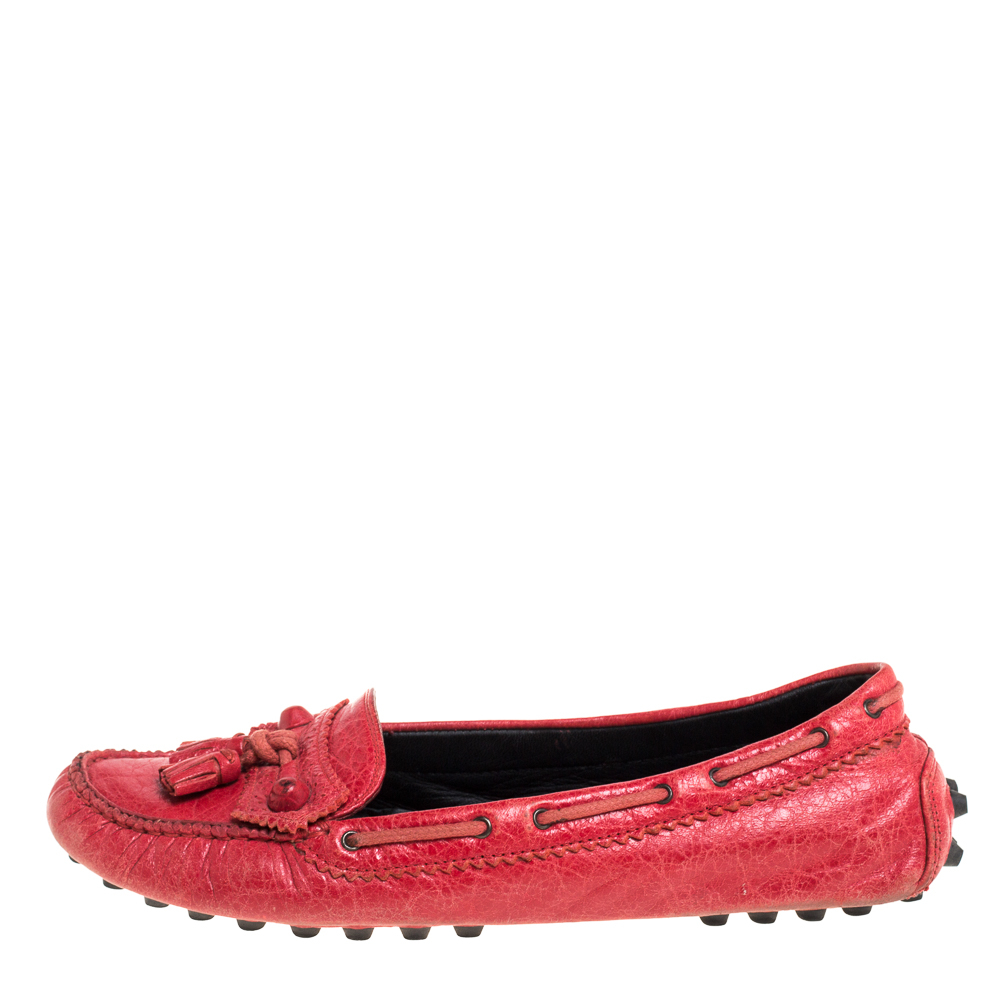 

Balenciaga Red Leather Arena Brogue Loafers Size