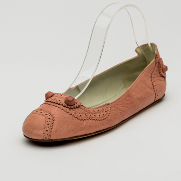 Pre Owned Balenciaga Vieux Rose Arena Ballerina Flats Size 39
