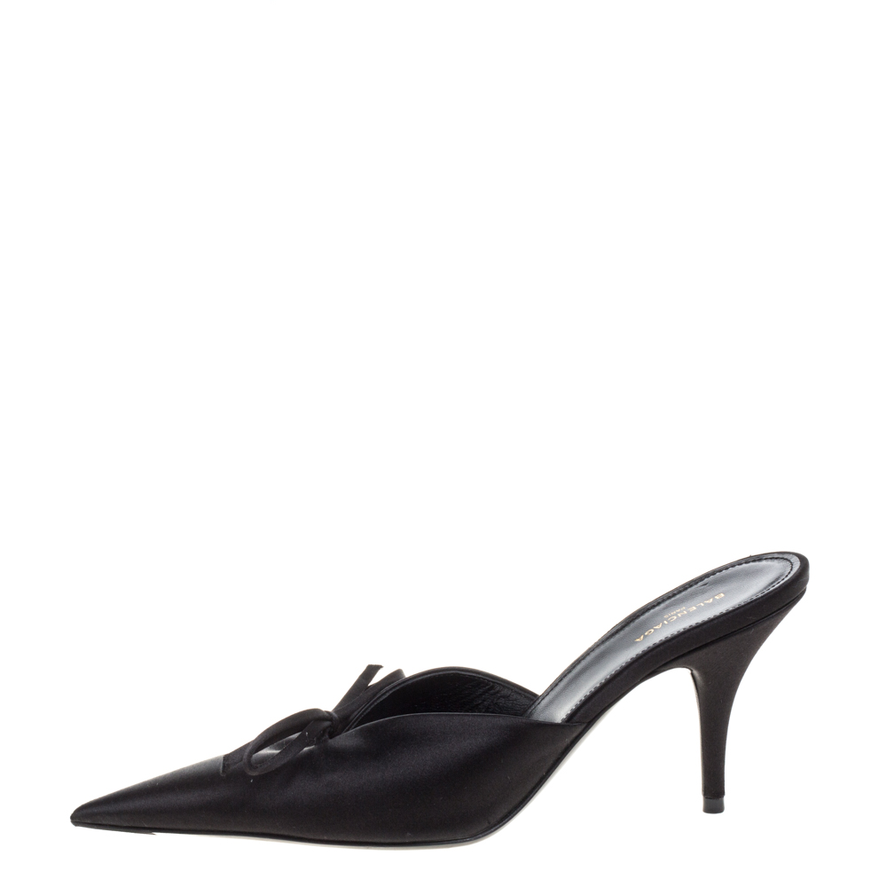 

Balenciaga Black Satin Knife Pointed Toe Mules Size