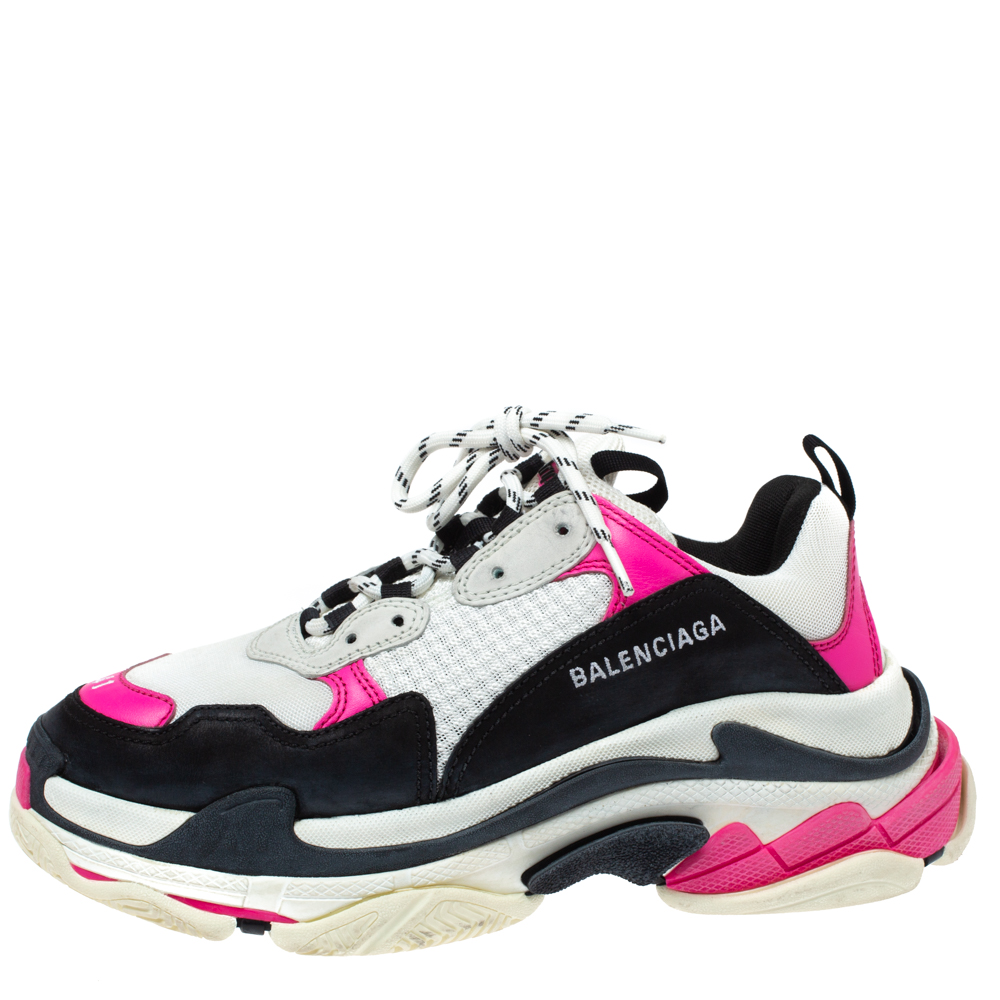 

Balenciaga Tri Color Leather And Mesh Triple S Platform Sneakers Size, Multicolor