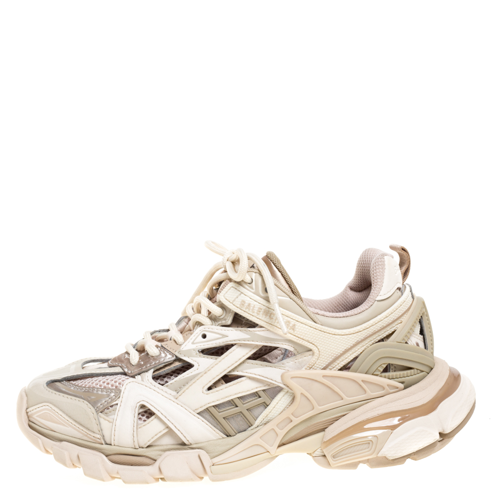 

Balenciaga Beige Leather And Mesh Track Trainers Size