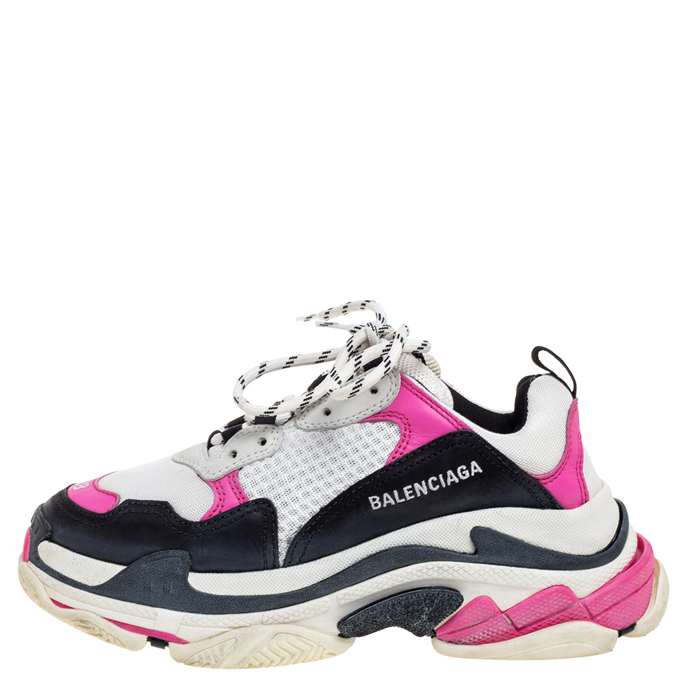 

Balenciaga Tri Color Mesh And Leather Triple S Trainer Sneakers Size, White