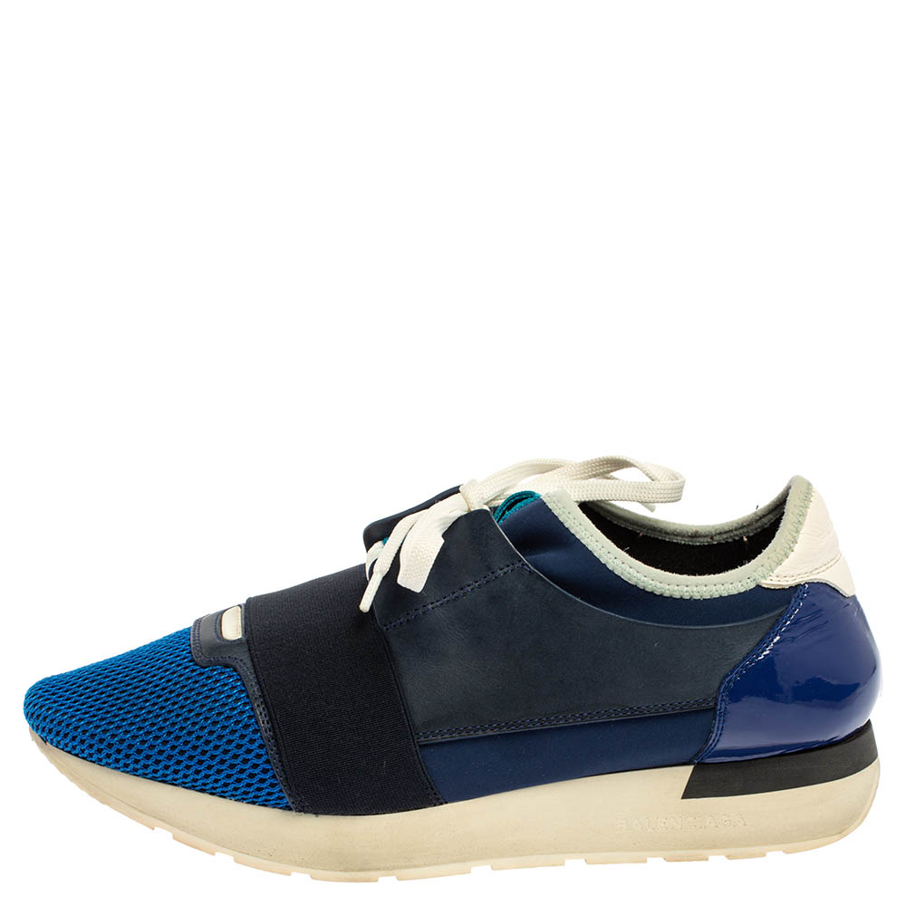 

Balenciaga Blue Suede Leather And Mesh Race Runner Low Top Sneakers Size