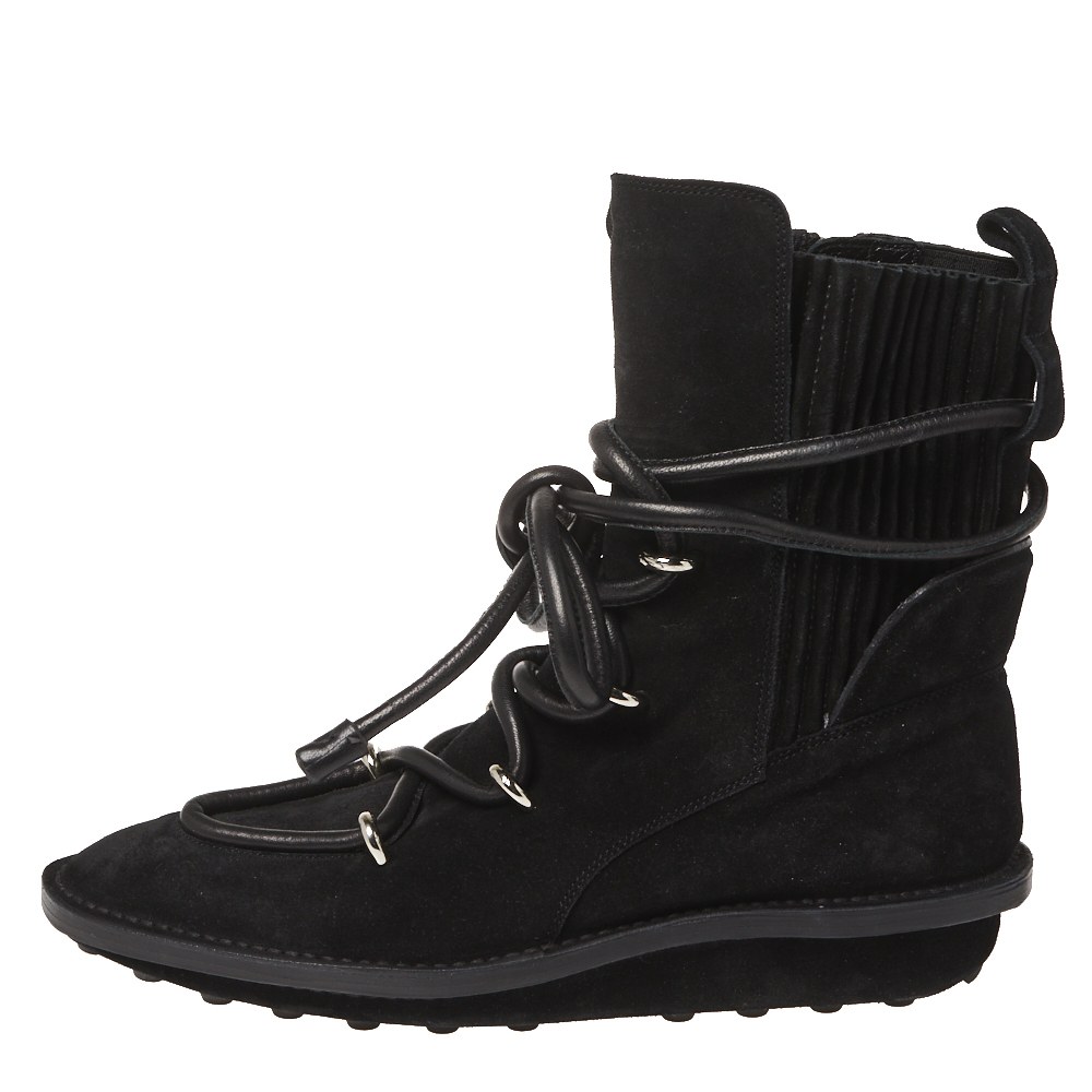 

Balenciaga Black Suede Leather Snow Mountain Ankle Wrap Boots Size