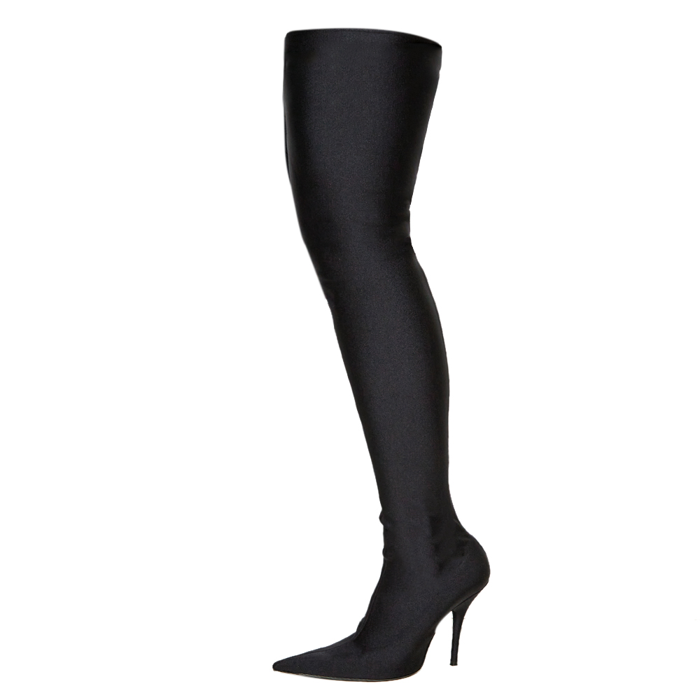 

Balenciaga Black Spandex Fabric Knife Over The Knee Boots Size