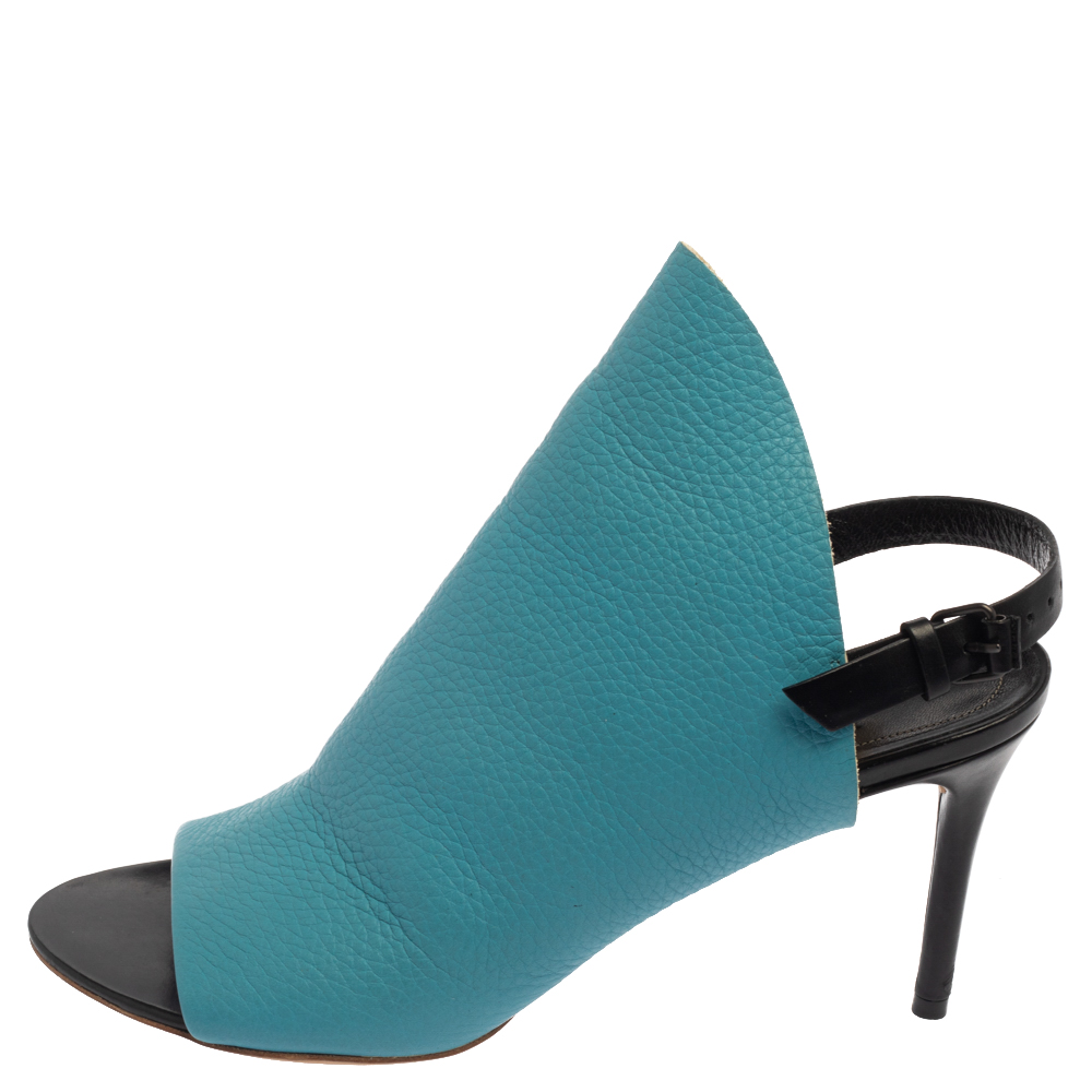 

Balenciaga Blue Leather Glove Open Toe Slingback Sandals Size
