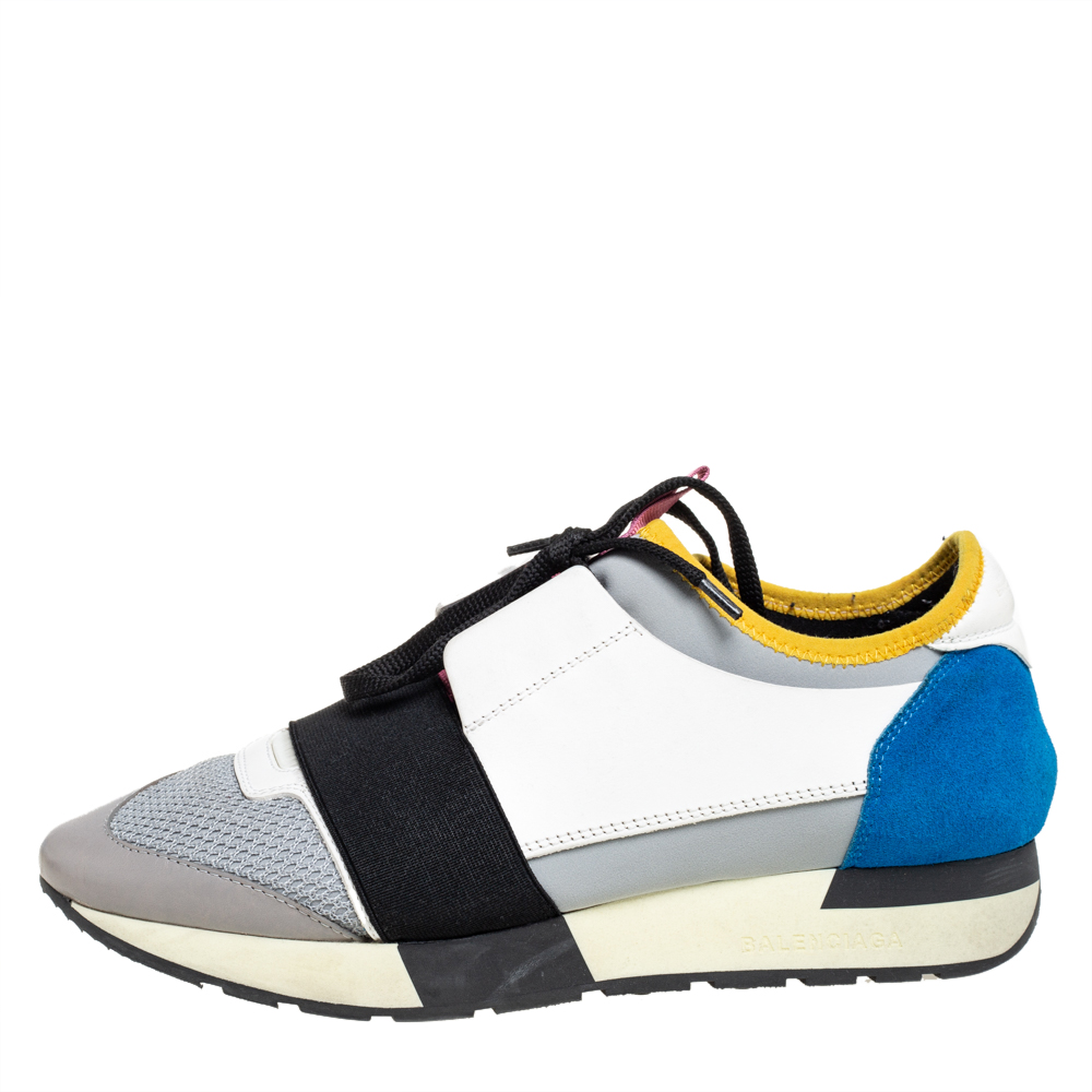 

Balenciaga Multicolor Mesh And Leather Race Runner Sneakers Size